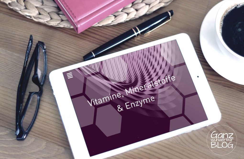 Laptop mit Slogan Vitamine, Mineralstoffe & Enzyme