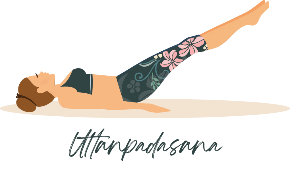Frau macht die Yogaübung Uttanpadasana