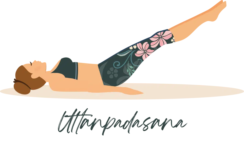 Frau macht die Yogaübung Uttanpadasana