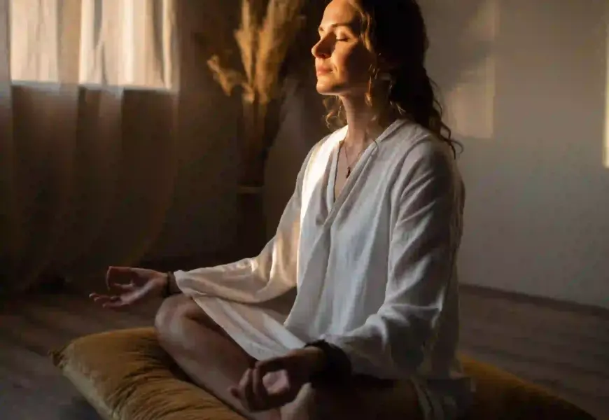 Frau macht Breathwork