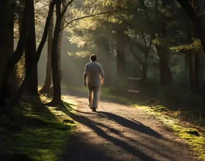 Mann wandert durch den Wald
