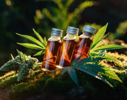 CBD Öl Fläschen in der Natur