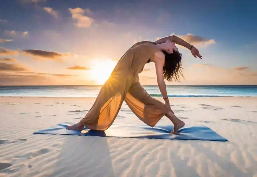 Frau macht yoga in Fuerteventura