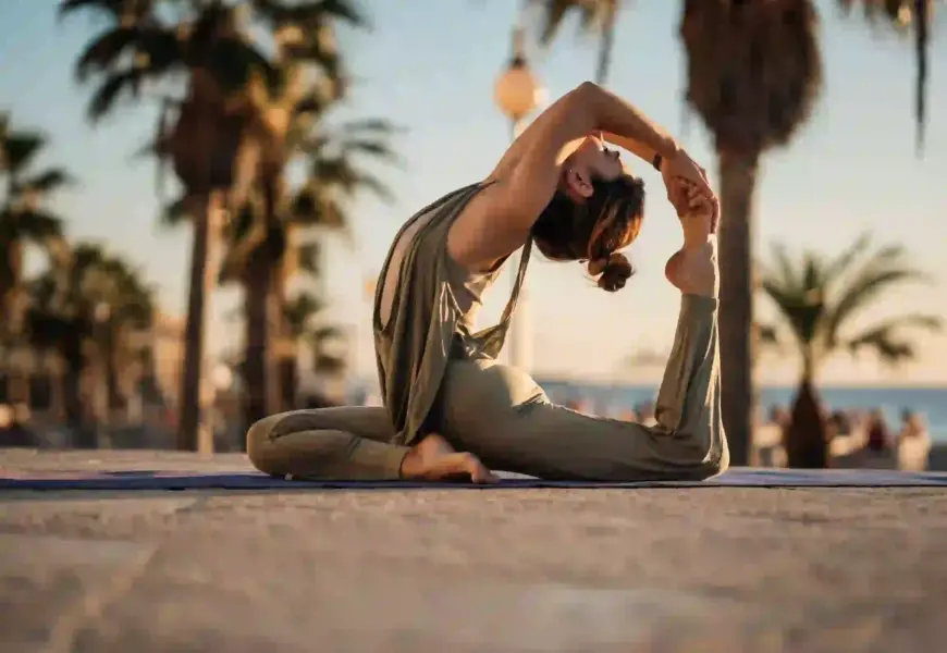 Frau macht yoga in Malaga