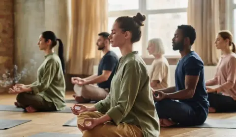 Mehrere Personen meditieren in einem Stille Retreat