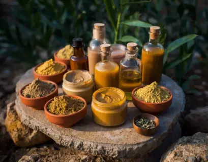 Ayurvedische Kosmetik mit vielen Fläschen