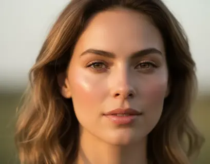 Frau mit schöner Haut schaut in die Kamera