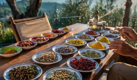 Ayurveda Käuter Töpfe in Italien