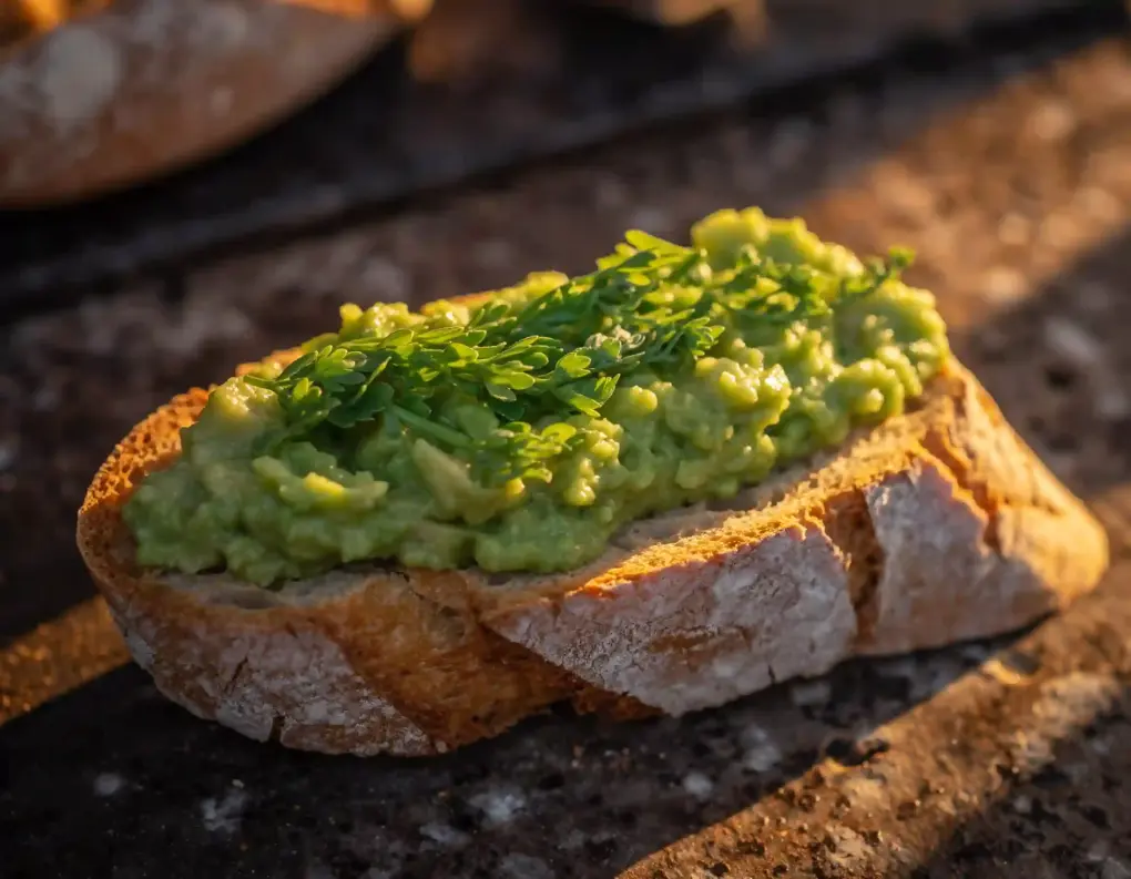 Brot mit Avocado und Kräutern