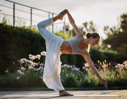 Frau macht Yoga gegen Stress mit einer Yogauebung