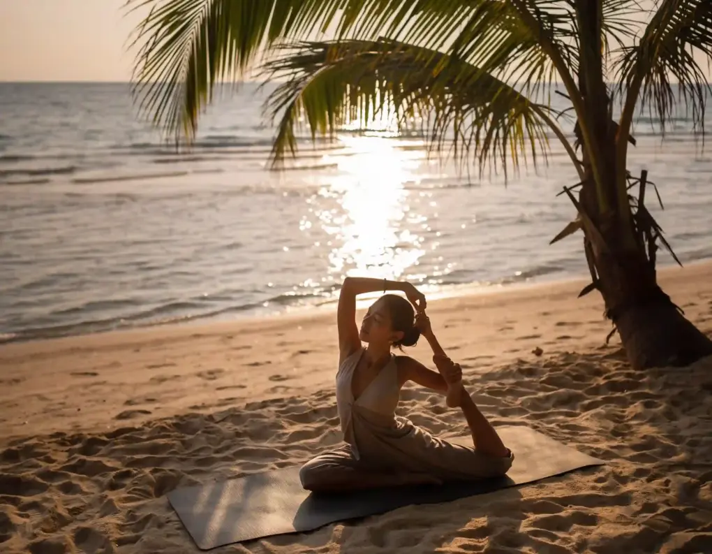 Frau macht Yoga in Ko Phangan in Thailand