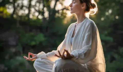 Frau meditiert
