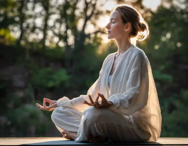 Frau meditiert