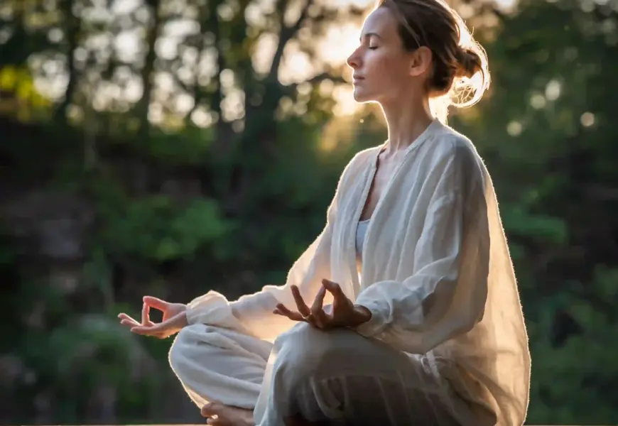 Frau meditiert