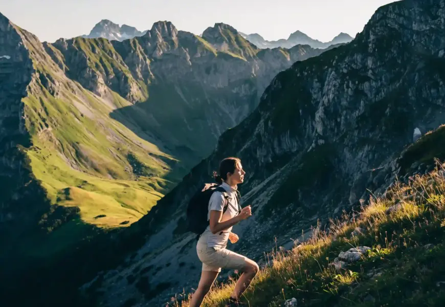 Frau wandert in den Alpen
