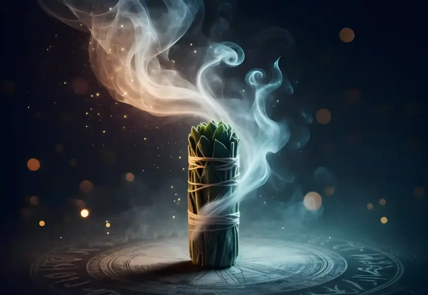 Räucherbündel mit Salbei raucht