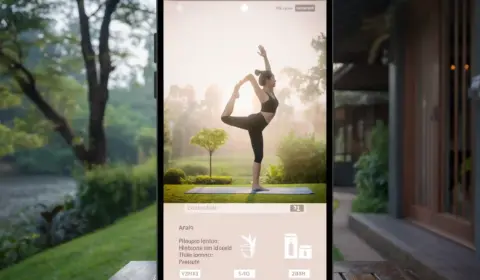 Display einer Yoga App auf dem Handy
