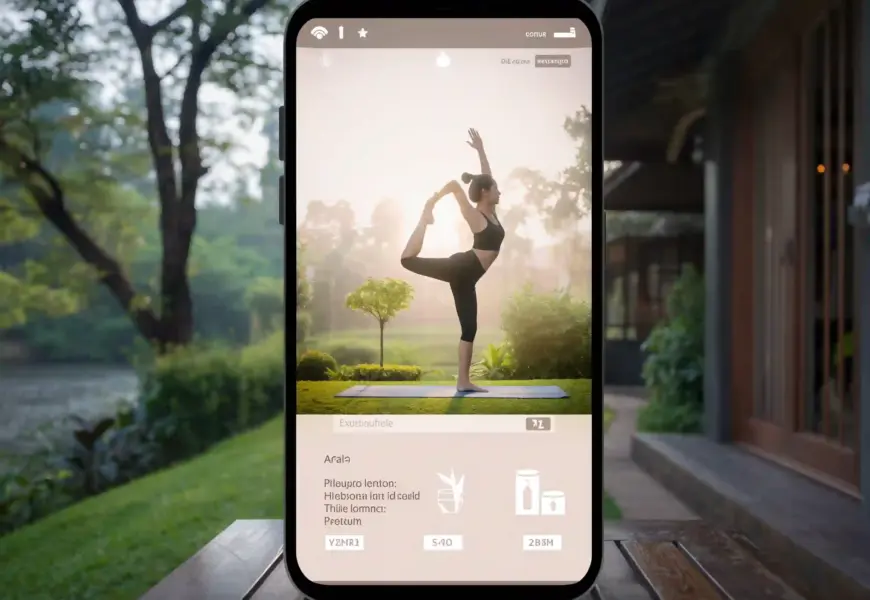 Display einer Yoga App auf dem Handy