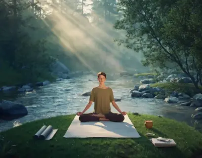 Frau meditiert draußen alleine