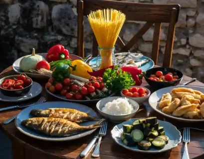 italienische Speisen-mit Gemuese und Fisch