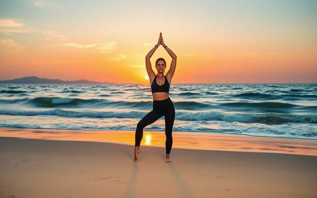 Frau praktiziert Yoga zur Stressbewältigung