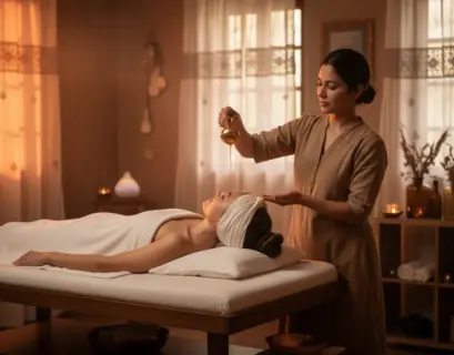 Frau bekommt eine ayurvedische Anwendung