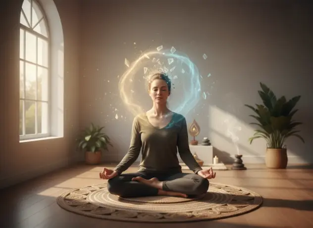 Frau meditiert und löst ihre emotionalen Blockaden