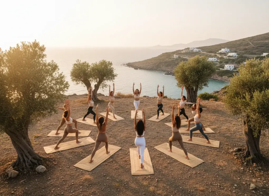 Frauen machen Yoga in Ikaria
