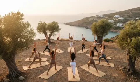 Frauen machen Yoga in Ikaria