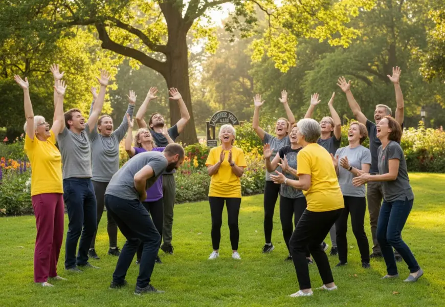 Mehrere Personen machen Lachyoga