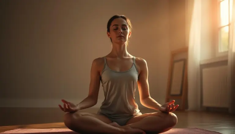 Frau meditiert und macht Dhyana