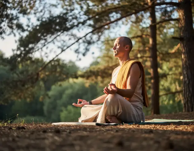 Mann macht eine Metta-Meditation